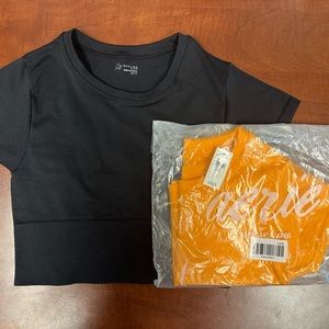 Aerie Offline Seamless Crop Tops XS New Black Orange NWT MSRP $35 Each